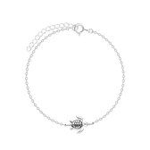 Joy|S - Zilveren armband - schildpad - geoxideerd - 15 cm + 3 cm