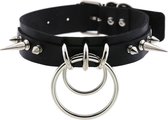 Luxe Choker - Lederen Punk Ketting - Halsband Met O-Ring - BDSM - Gothic - Cadeau - Dames Accessoires - Zwart