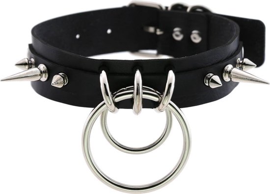 WiseGoods Luxe Choker - Collier Punk en cuir - Collier avec joint Ring -  BDSM -... | bol.com