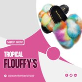 Tropical Flouffy slipper Maat 40