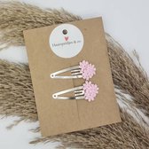 Haarspeldje Flower little pink — 3 cm zilver