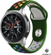 Siliconen Smartwatch bandje - Geschikt voor  Samsung Galaxy Watch sport band 45mm / 46mm - legergroen kleurrijk - Strap-it Horlogeband / Polsband / Armband