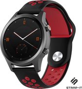 Siliconen Smartwatch bandje - Geschikt voor  Garmin Vivomove HR sport band - zwart/rood - Strap-it Horlogeband / Polsband / Armband