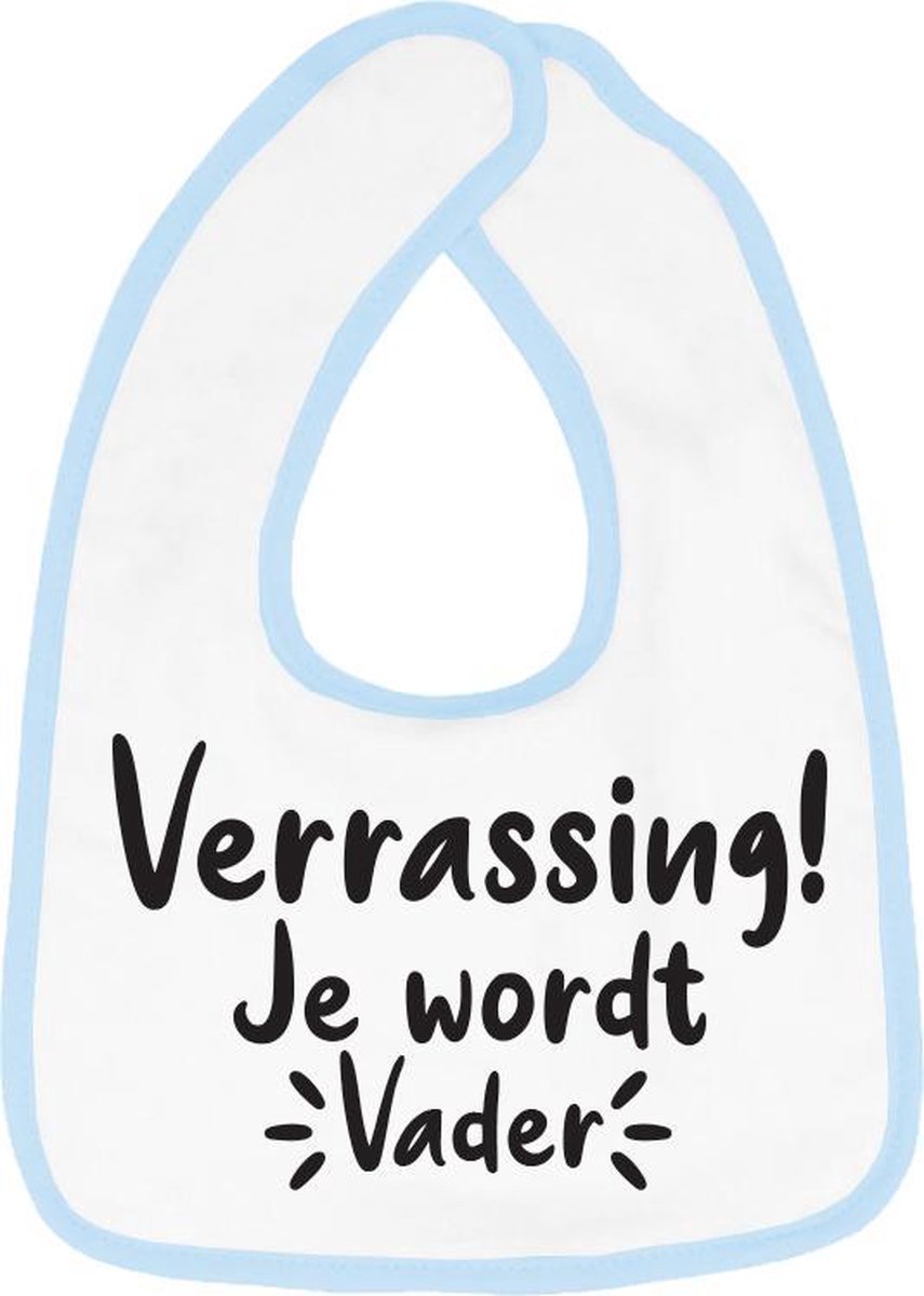 Goedkoopste Hospitrix Slabbetje met Tekst Verrassing Je Wordt Vader! Blauw - Cadeau Zwangerschap - Baby Kwijldoek - Kwijllap - Morslap - Bavette - Bekendmaking - Aankondiging - Aanstaande Moeder - Moederdag