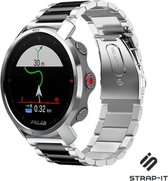 Stalen Smartwatch bandje - Geschikt voor  Polar Grit X / Vantage M stalen band - zilver/zwart - Strap-it Horlogeband / Polsband / Armband