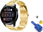 Luxe Metalen Armband Geschikt Voor Huawei Watch3/Watch 3 Pro (Classic/Active/Elite) Smartwatch - Horloge Bandje - Schakel Polsband Strap RVS - Watchband Met Horlogeband Inkortset -