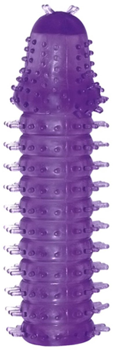 Paarse penis sleeve met ribbels