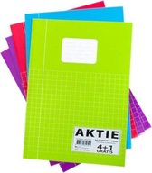 Pakket van 5x stuks schoolschriften A4 ruitjes/wiskunde - gekleurd - rekenschriften voordeelset