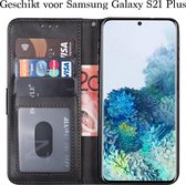 Samsung S21 Plus Hoesje - Samsung Galaxy S21 plus hoesje bookcase zwart wallet case portemonnee book case cover