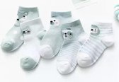 5 paar New born Baby sokken - set babysokjes - 0-6 maanden - grijs-groene babysokken - multipack - dierensokken - beestenboel