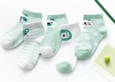 5 paar New born Baby sokken - set babysokjes - 0-6 maanden - groene babysokken - multipack - dierensokken - beestenboel