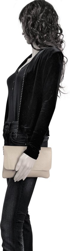 AmbraModa GLX11 - Sac à bandoulière, pochette, sac pour téléphone en cuir véritable avec bandoulière amovible et réglable, adapté aux téléphones portables et tablettes jusqu'à 7 pouces. Argent métallisé
