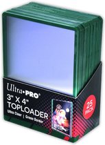 25 toploader green border ultra pro 3" X 4"