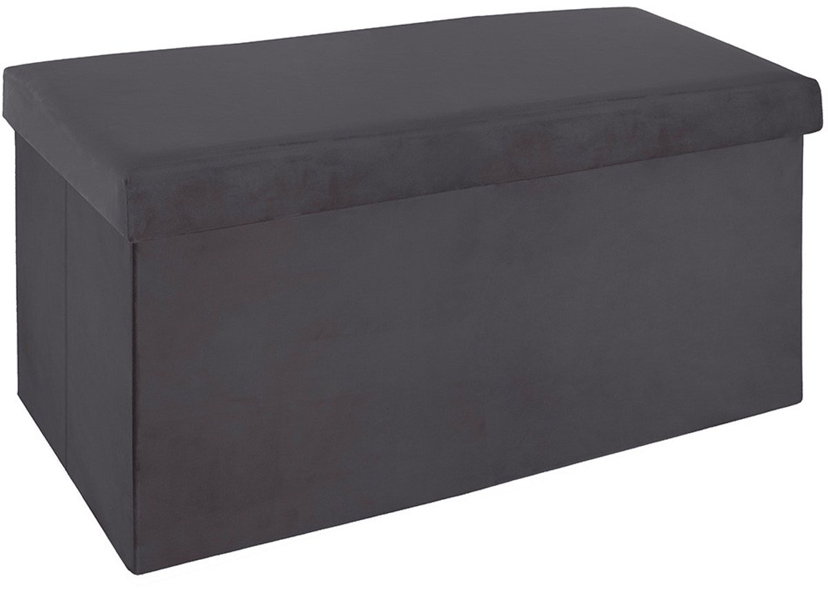 Velvet Poef + Opbergbox Alizee Donker Grijs