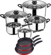 COOKWARE 8 PIECES EN GAME RED PANS
