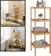 Decopatent ® Étagère de rangement en bois de bambou - Étagère de salle de bain - Étagère à chaussures - Decopatent de cuisine - Meuble de rangement - 4 étages - Salle de bain - Cuisine