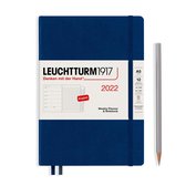 Leuchtturm - Agenda - 2022 - Weekly planner - 1 week per pagina met notitie -12 maanden - A5 - 14,5 x 21 cm - Hardcover - Navy Blauw