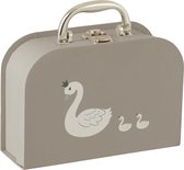 J-Line Koffer Babysouvenir Zwaan Papier Wit/Grijs Set van 2 stuks