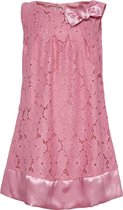 La V  A lijn kanten jurk met strik aan de hals Roze - 128