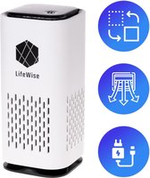 LifeWise Air Purifier - Mini Luchtreiniger met Ionisator / Actieve Koolstof - Vervangbaar HEPA Filter - USB en Stopcontact