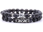 Lucifer's Luxury unisex armbandenset Black Buddha - Perfecte Valentijnscadeau
