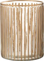 J-Line Windlicht Streep Glas Transparant/Goud Large
