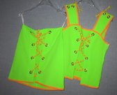 verkleedkleding 1099, moeder en dochter set, volwassenen, neon groen, maat 36