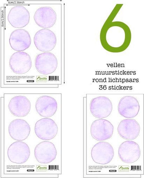 Moodadventures | Chambre des enfants | Set de 36 Stickers muraux Violet Clair | Décoration