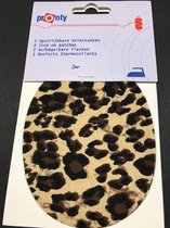 Pronty - 2 opstrijkbare kniestukken - panter print bruin - knie pads opstrijkbaar - versteviging of reparatiedoek opstrijkbaar