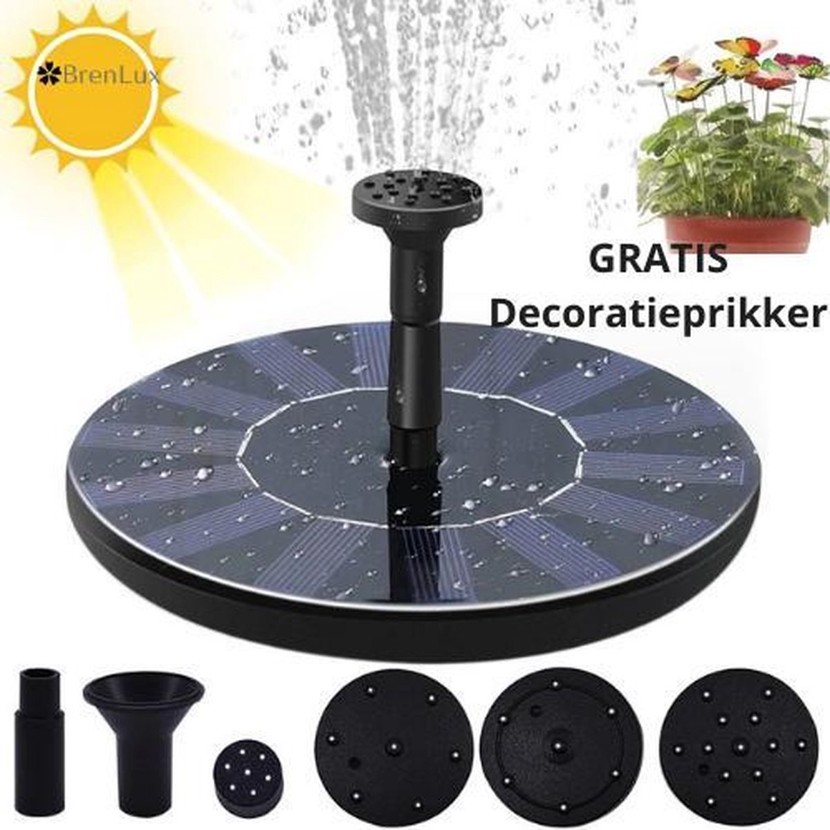 BrenLux® Solar fontein - met 6 - Drijvende Zonne | bol.com
