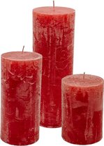 Cactula set van 3 stompkaarsen Post Red 7x10 / 7x15 / 7x20 Extra lange branduren