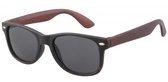 Dielay - Zonnebril Kinderen - Wayfarer Houtlook - UV400 bescherming Cat. 3 - Glazen 45 mm - Donkerbruin