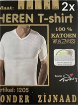 V-hals heren T-shirt katoen - 2-pack - aqua/blauw - maat L