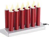LED oplaadbare kaarsen rood | 12 sfeervolle LED-accukaarsen met roestvrij stalen houders | uiterst fraai voor op tafel thuis of in de horeca