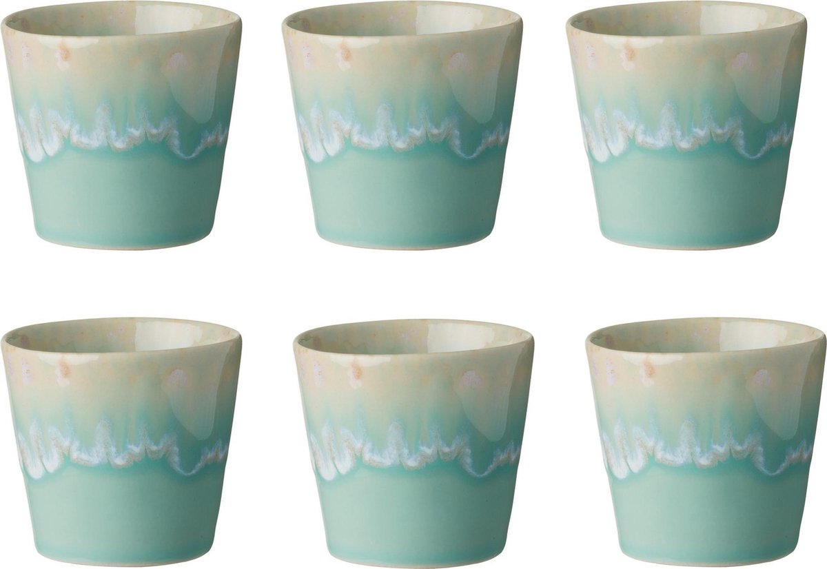 Costa Nova - servies - lungo kop - Grespresso azur - aardewerk - set van 6 - H 7,5 cm