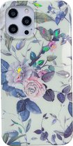 Hoesje geschikt voor Samsung Galaxy S21 Plus - Backcover - Softcase - Bloemenprint - Bloemen - TPU - Groen/Roze