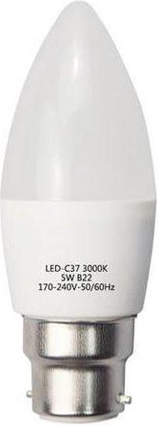B22 LED lamp 6W 220V C37 180 ° - Koel wit licht - Kunststof - Unité - Wit Froid 6000K - 8000K - SILUMEN