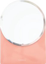 Cloudnola Boo Spiegel - Kaptafel Spiegel - Voor op Reis of Badkamer - Rond 15 cm met Stalen Standaard - Facetrand - Rose