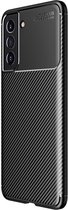 Samsung Galaxy S21 FE Hoesje Siliconen Carbon TPU Back Cover Zwart