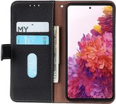 KHAZNEH Sony Xperia 10 III Hoesje Wallet Book Case Echt Leer Zwart