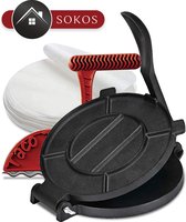 Complete Set Tortilla Pers – Tortilla Maker – Taco Pers – Roti maker – 20 Centimeter – Taco Toaster – 50 vellen bakpapier