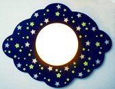 Funnylight kids lamp LED wolk donkerblauw- mooie plafonniere met witte glow in the dark sterren voor de baby en kinderkamer