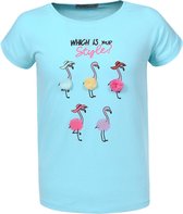 Meisjes shirt GLO-STORY flamingo maat 122 blauw