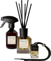 Huisparfum Set Happy Home - Geurverspreider - Geurolie - Huisparfum - Geurstokjes - Diffuser - Geur aroma - Interieurparfum - Luchtverfrissers - Reukstof - Parfum - Aromatherapie -