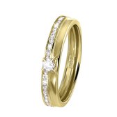 Lucardi - Geelgouden ring met zirkonia