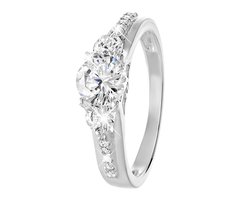 Lucardi Dames Ring met zirkonia - Ring - Cadeau voor vrouwen - Echt Zilver - Zilverkleurig