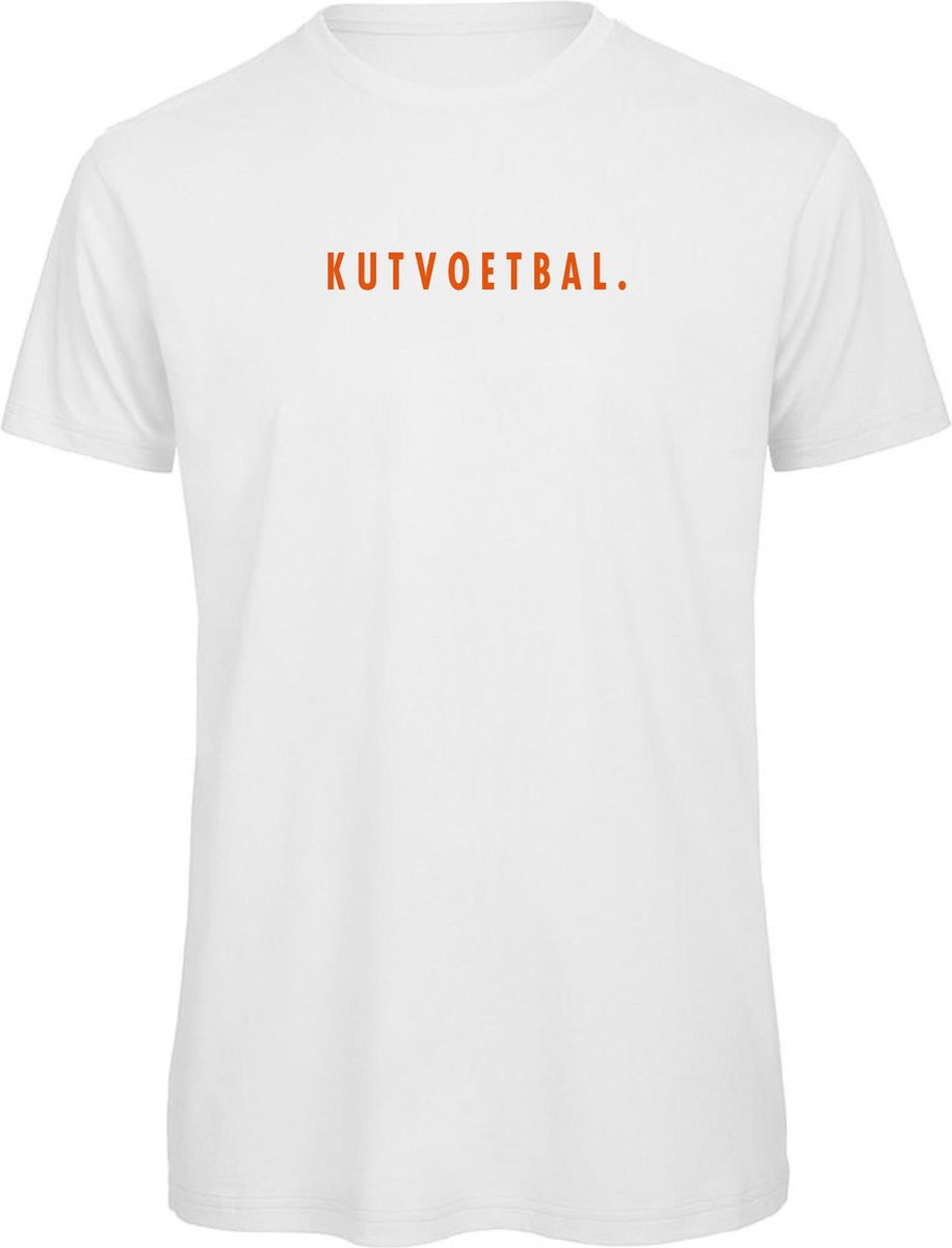 T-shirt wit XXL - oranje - Kutvoetbal. - soBAD.