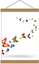 Schoolplaat – Vliegende Rij van Vlinders - 30x40cm Foto op Textielposter (Wanddecoratie op Schoolplaat)