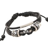 Lederen Heren Armband Lus- Echt Leder-Verstelbaar- Zwart