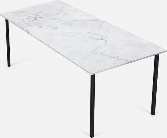 Marmeren Eettafel - Carrara Wit (4-poot) - 180 x 100 cm - Glanzend | bol.com